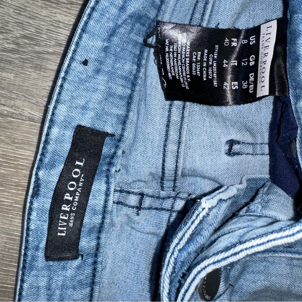 Liverpool Jeans Company Abby Skinny Light Blue Plaid Print Jeans - Picture 3 of 5
